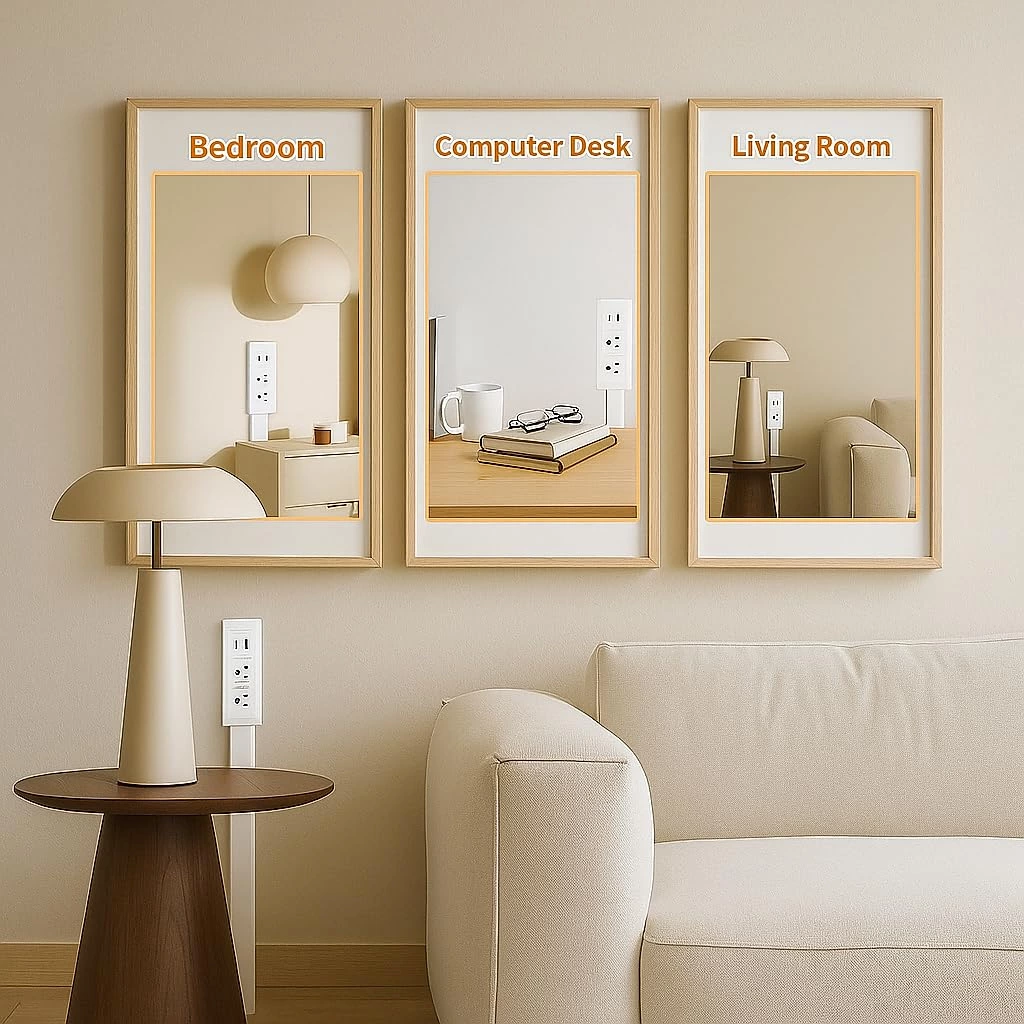 Electrical Outlet Extender Features USB-A,USB-C,2 AC Outlets,Wall Power Socket Expander Stick, Extendable Rotating Electric Outlet Plug Adapter Nightstands,Sofa, Desks and More Hard to Reach Space