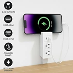 Electrical Outlet Extender Features USB-A,USB-C,2 AC Outlets,Wall Power Socket Expander Stick, Extendable Rotating Electric Outlet Plug Adapter Nightstands,Sofa, Desks and More Hard to Reach Space