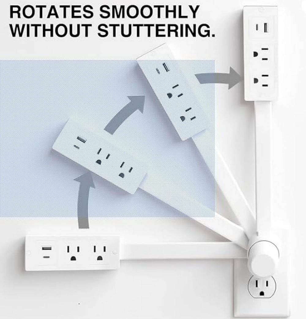 Electrical Outlet Extender Features USB-A,USB-C,2 AC Outlets,Wall Power Socket Expander Stick, Extendable Rotating Electric Outlet Plug Adapter Nightstands,Sofa, Desks and More Hard to Reach Space