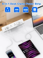 Desk Clamp Power Strip with 65W USB-C&USB A Ports 3 AC Outlet, Nightstand Edge Mount Charging Station Power Strip with USB-C Ports Tabletop Surge Protector for Home Office, Dorm Room(White)