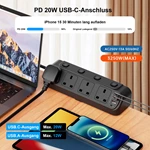 Desk Extension Lead 1.8M, 4 Way Switched Extension Socket with PD20W Charger(4 USB Ports), Desk Clamp Power Socket, Mountable Surge Protected Power Strip(13A 3250W) for Home Office
