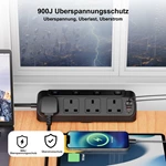 Desk Extension Lead 1.8M, 4 Way Switched Extension Socket with PD20W Charger(4 USB Ports), Desk Clamp Power Socket, Mountable Surge Protected Power Strip(13A 3250W) for Home Office