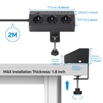 Desktop Power Strip with 3 AC Outlets, 4 USB Ports (Including USB-C PD 20W) Switch, 2M Cable and 4000W/16A Max Surge Protection for Office/Home