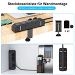 Table Socket with USB, 8-in-1 Socket Distributor, Flat Plug with 3 m Cable for Smartphones, 4-Way Switchable, 2 USB-C, 2 USB-A, Power Strip Desk Individually Switchable