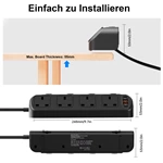 Desk Extension Lead 1.8M, 4 Way Switched Extension Socket with PD20W Charger(4 USB Ports), Desk Clamp Power Socket, Mountable Surge Protected Power Strip(13A 3250W) for Home Office
