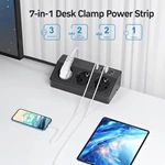 Desktop Power Strip with 3 AC Outlets, 4 USB Ports (Including USB-C PD 20W) Switch, 2M Cable and 4000W/16A Max Surge Protection for Office/Home