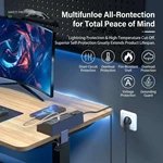 Desk Clamp Power Strip 3 AC Outlets 2 USB-A 2 Type-C Ports PD 20W 16A 4000W Desktop Mount Socket for Office