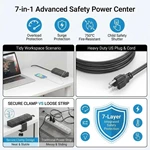 US Standard Desk Clamp Power Strip 6 AC Outlets 4 USB Ports 2 PD Charging Desktop Mount Socket for Home Office